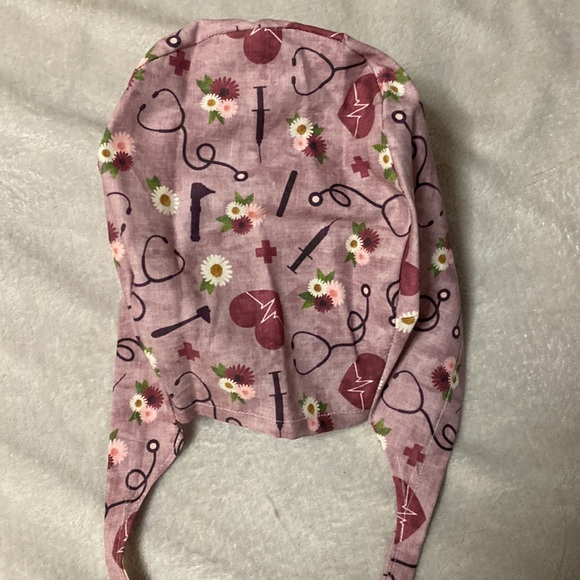 Medical print scrub cap. Handmade. OS - Picture 3 of 3
